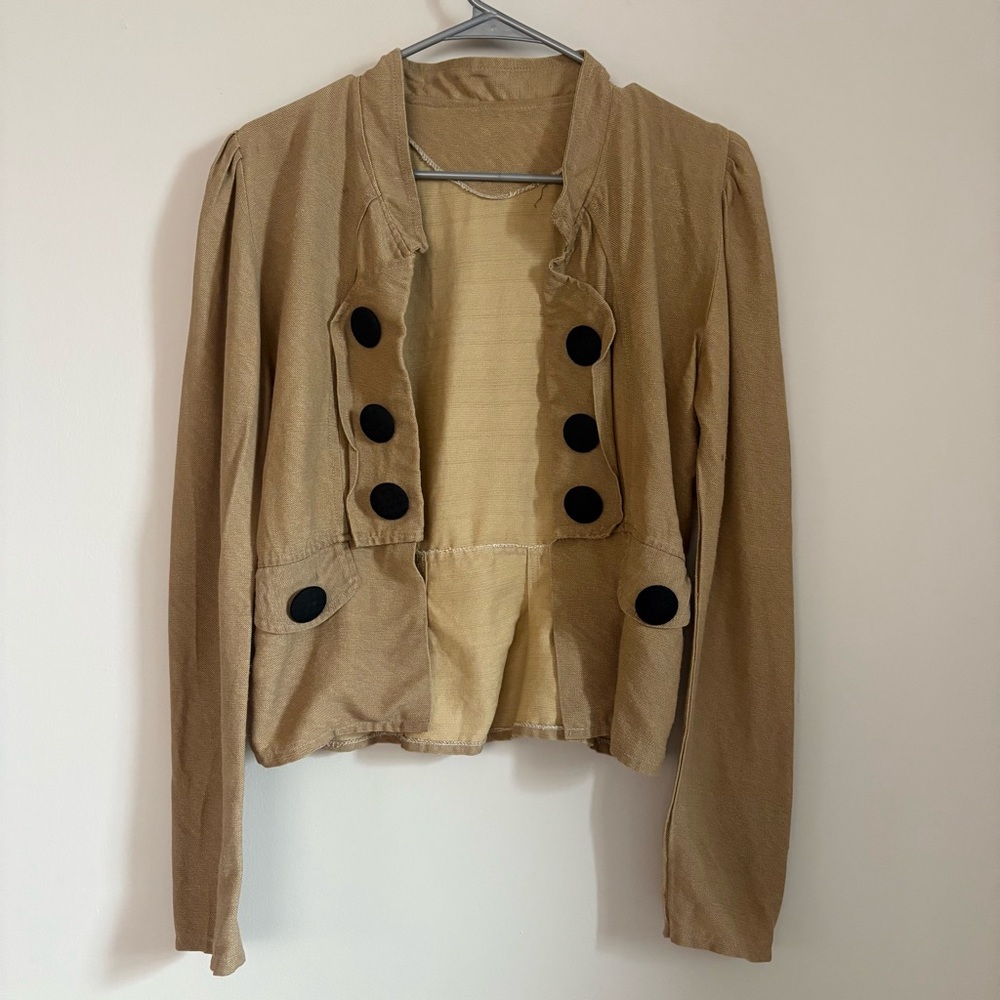 Tan Military Style Button Jacket